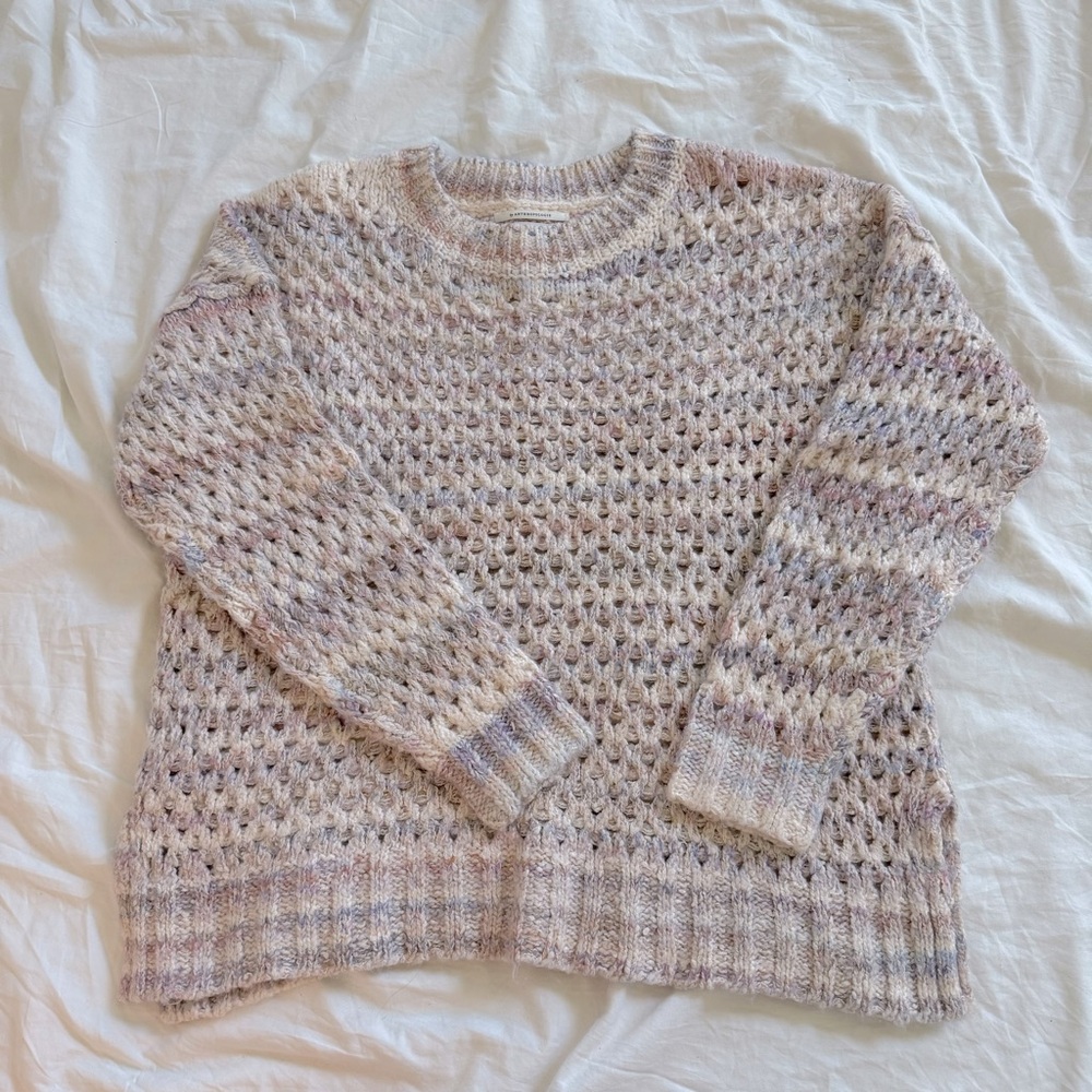 By Anthropologie Oversized Mesh Stitch Sweater
